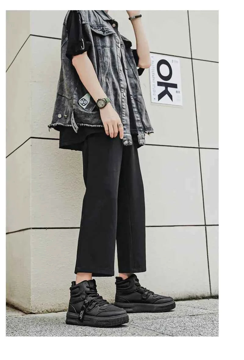 PDMCMS Men's High-Top Sneakers Waterproof Skateboard Casual Shoes