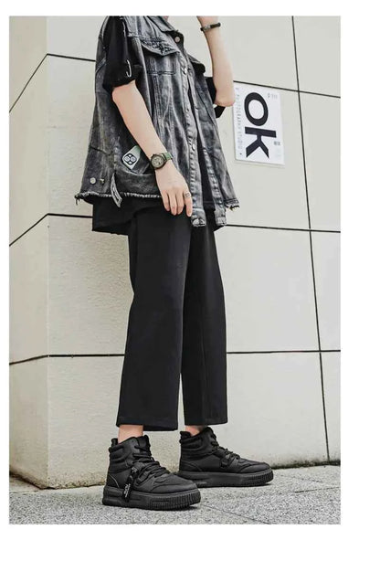 PDMCMS Men's High-Top Sneakers Waterproof Skateboard Casual Shoes