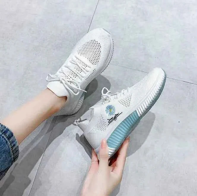 Okkdey Women's Casual Sneakers Comfortable Stretch Fabric Tennis Shoes