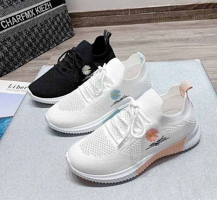 Okkdey Women's Casual Sneakers Comfortable Stretch Fabric Tennis Shoes