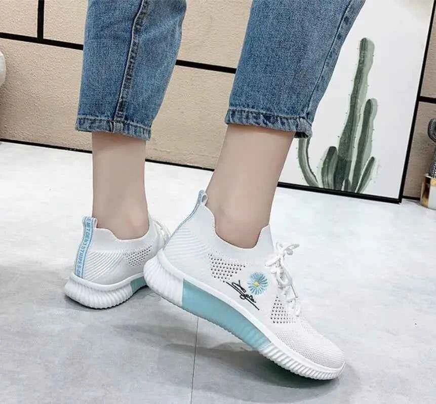 Okkdey Women's Casual Sneakers Comfortable Stretch Fabric Tennis Shoes
