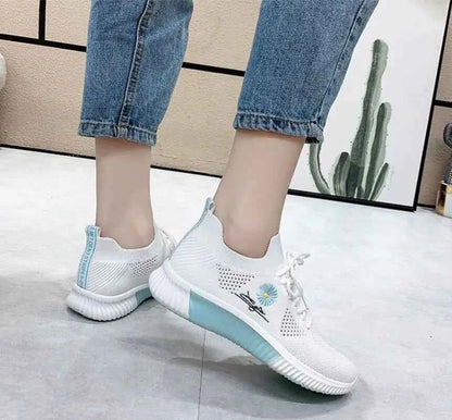 Okkdey Women's Casual Sneakers Comfortable Stretch Fabric Tennis Shoes