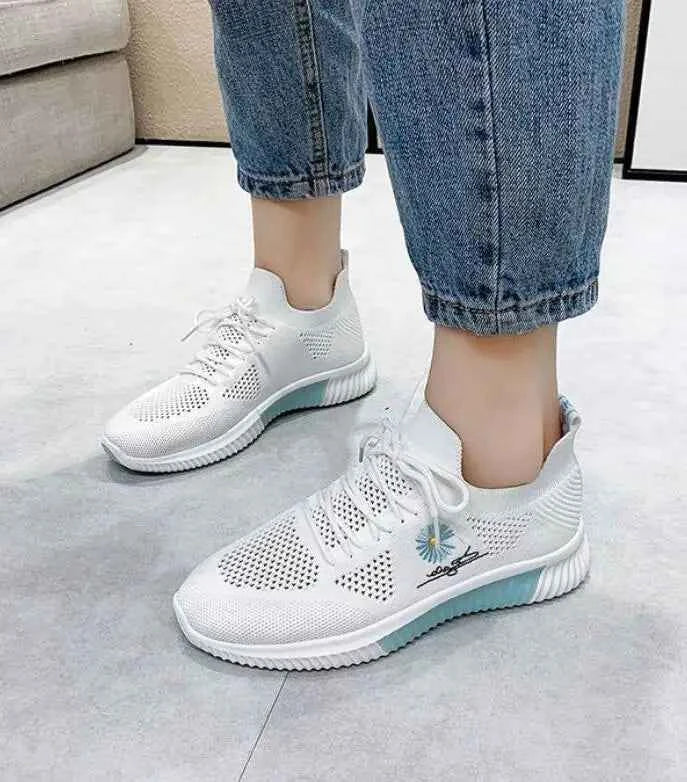Okkdey Women's Casual Sneakers Comfortable Stretch Fabric Tennis Shoes