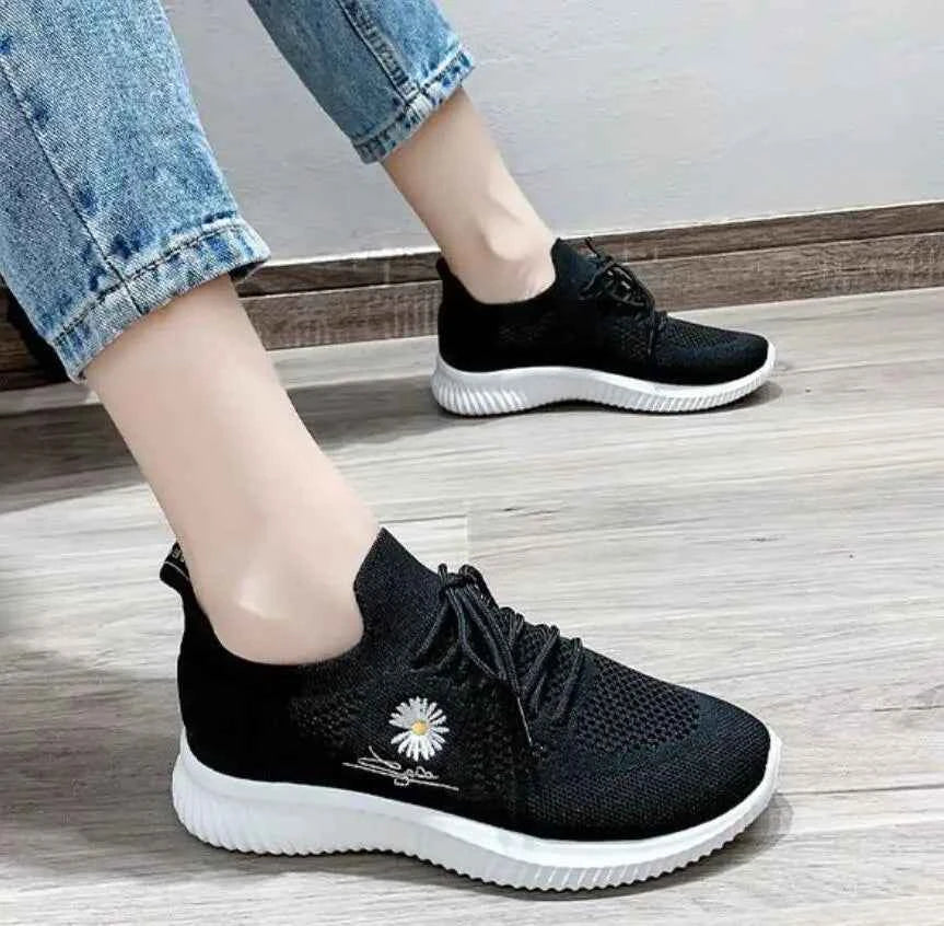 Okkdey Women's Casual Sneakers Comfortable Stretch Fabric Tennis Shoes