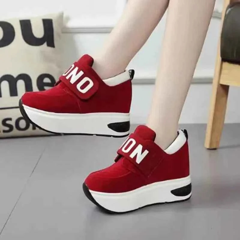 Women's Platform Wedge Sneakers - High Heel Casual Shoes