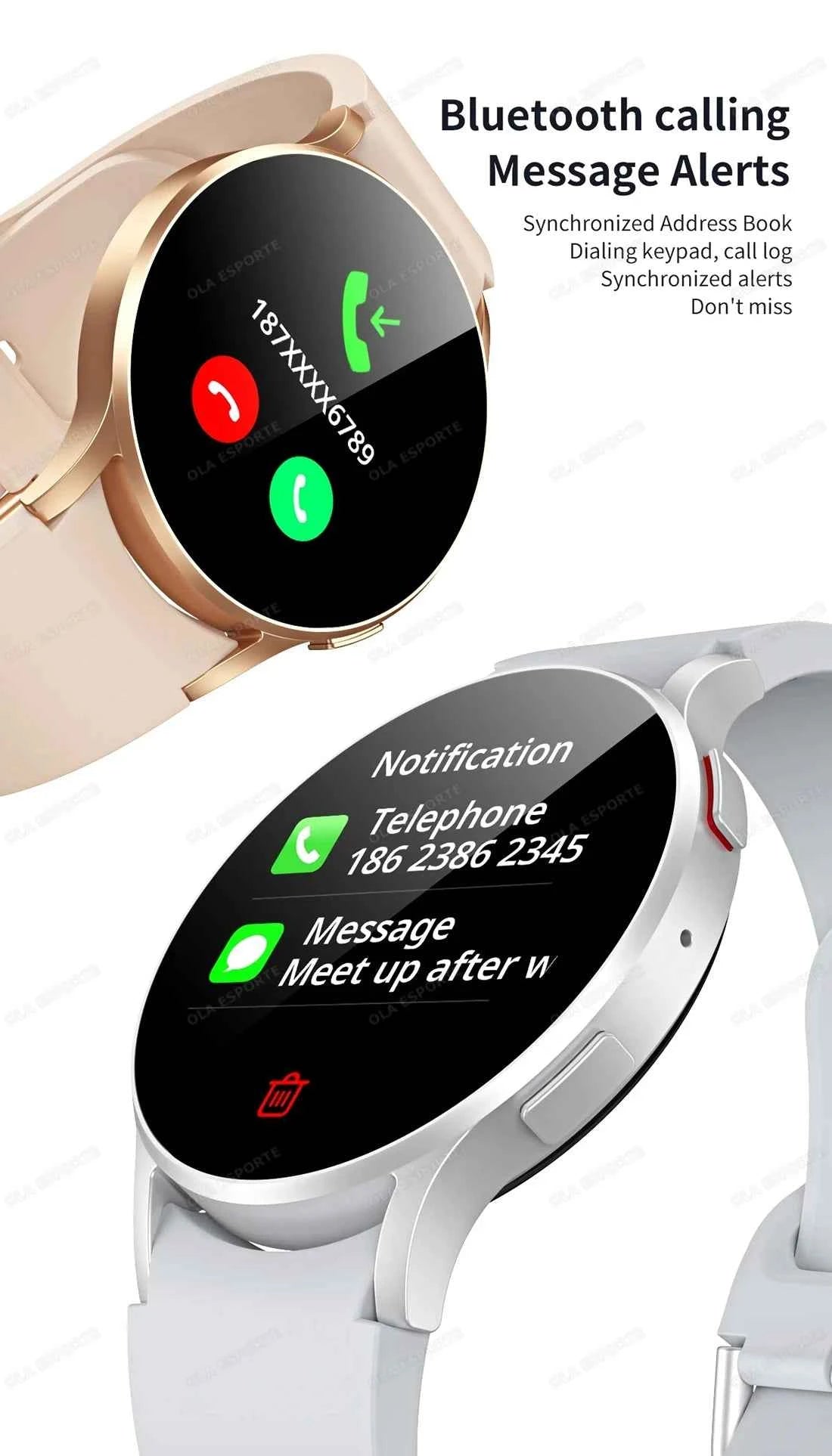 Women's Smart Watch GPS Bluetooth Call Voice Assistant Health Monitor