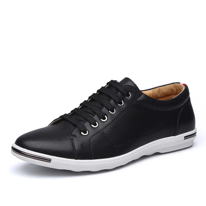 Men's Casual Leather Sneakers - Breathable Walking Shoes