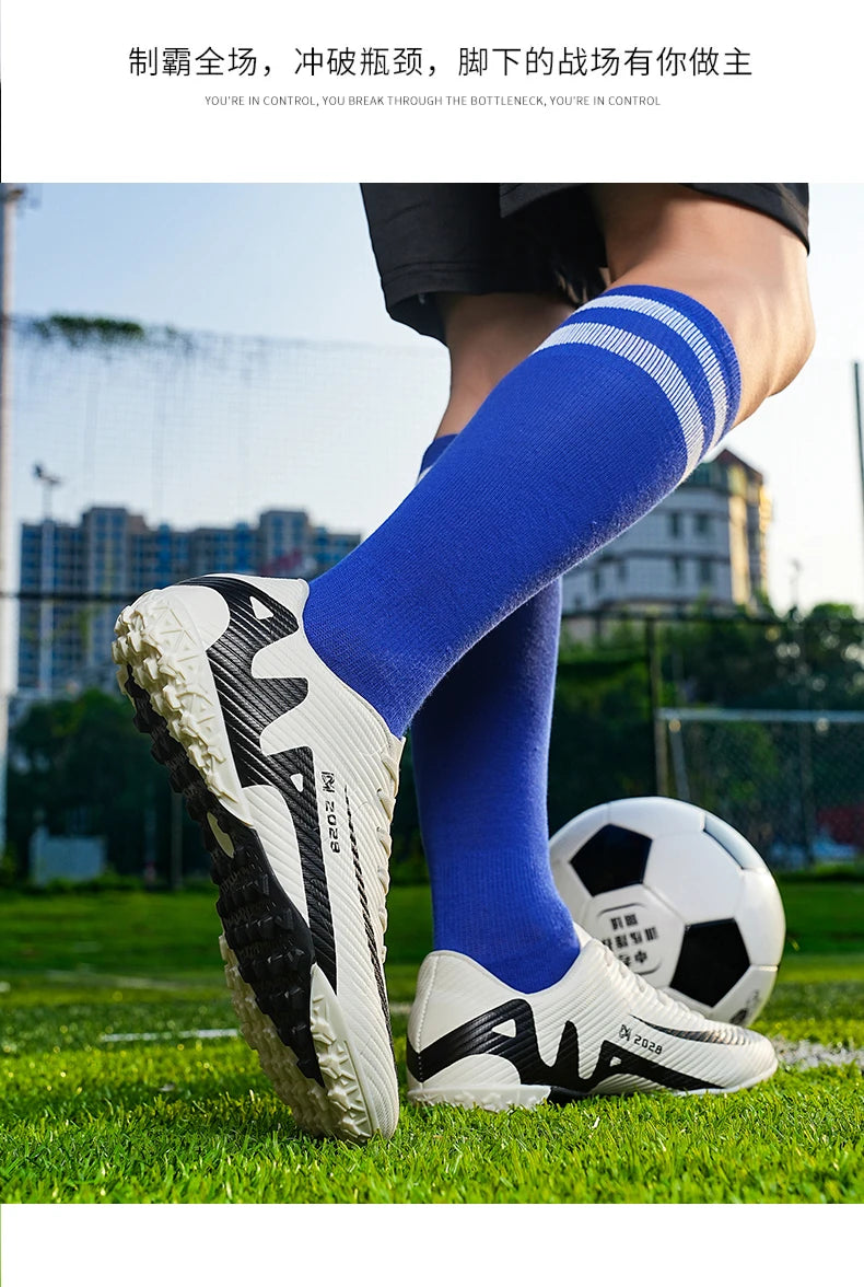 ANHUHU Men's Soccer Cleats Professional Football Boots Long Spikes