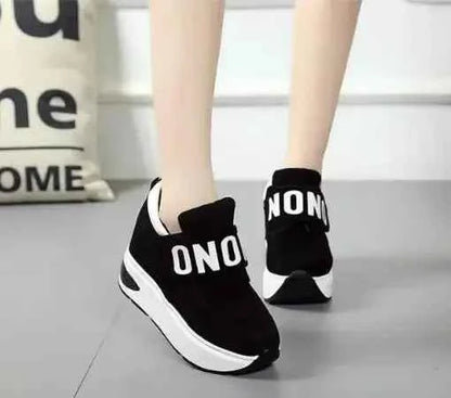 Women's Platform Wedge Sneakers - High Heel Casual Shoes