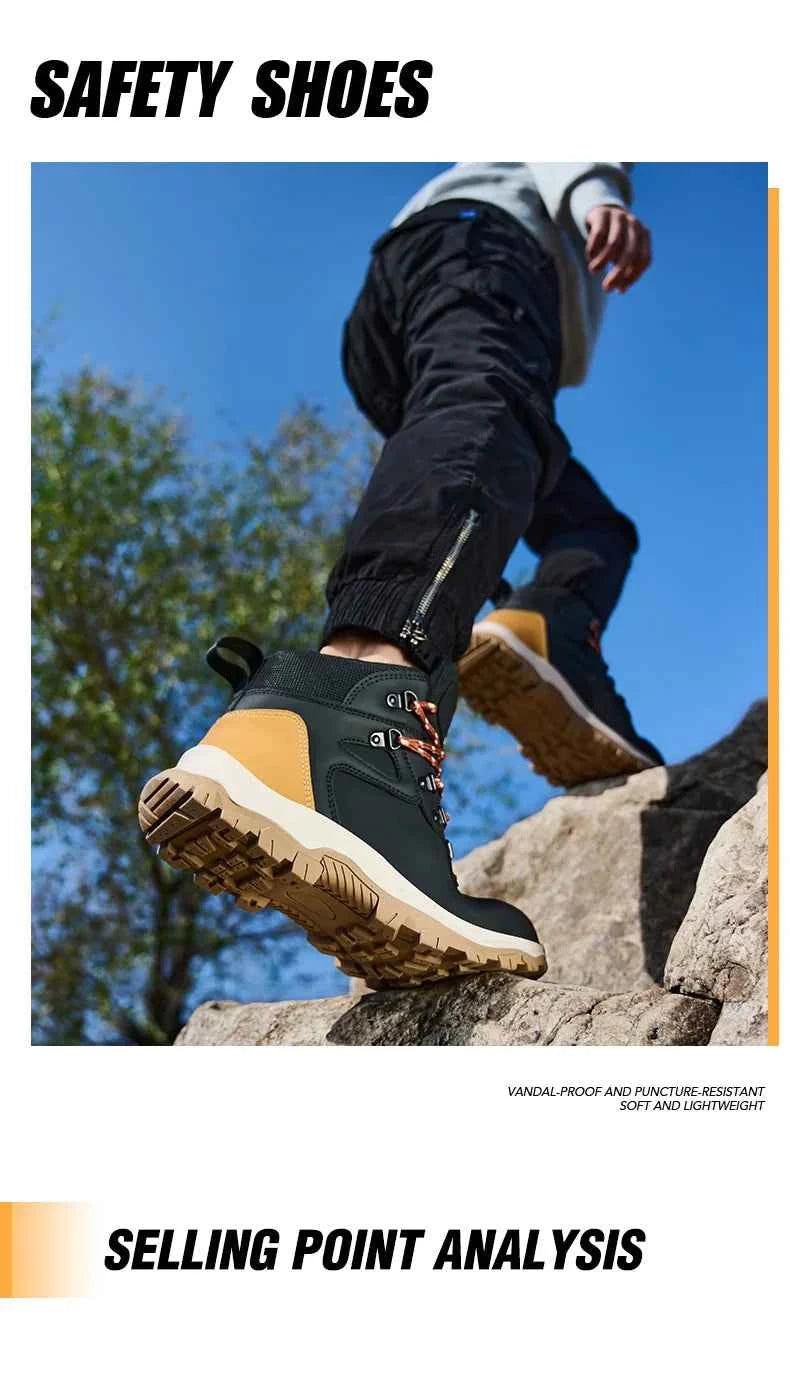 Men's Steel Toe Safety Work Boots - Lightweight Industrial Shoes