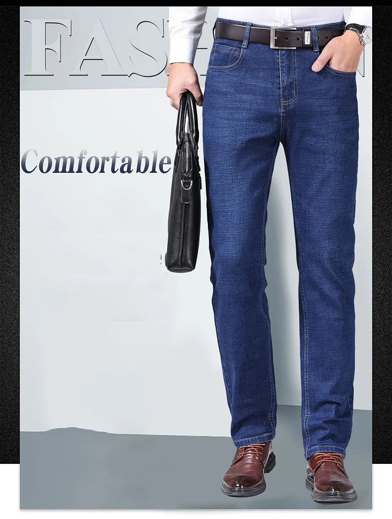 Men's Stretch Straight Jeans - Slim Fit Business Denim - SlayGood