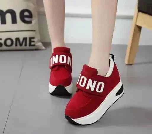 Women's Platform Wedge Sneakers - High Heel Casual Shoes