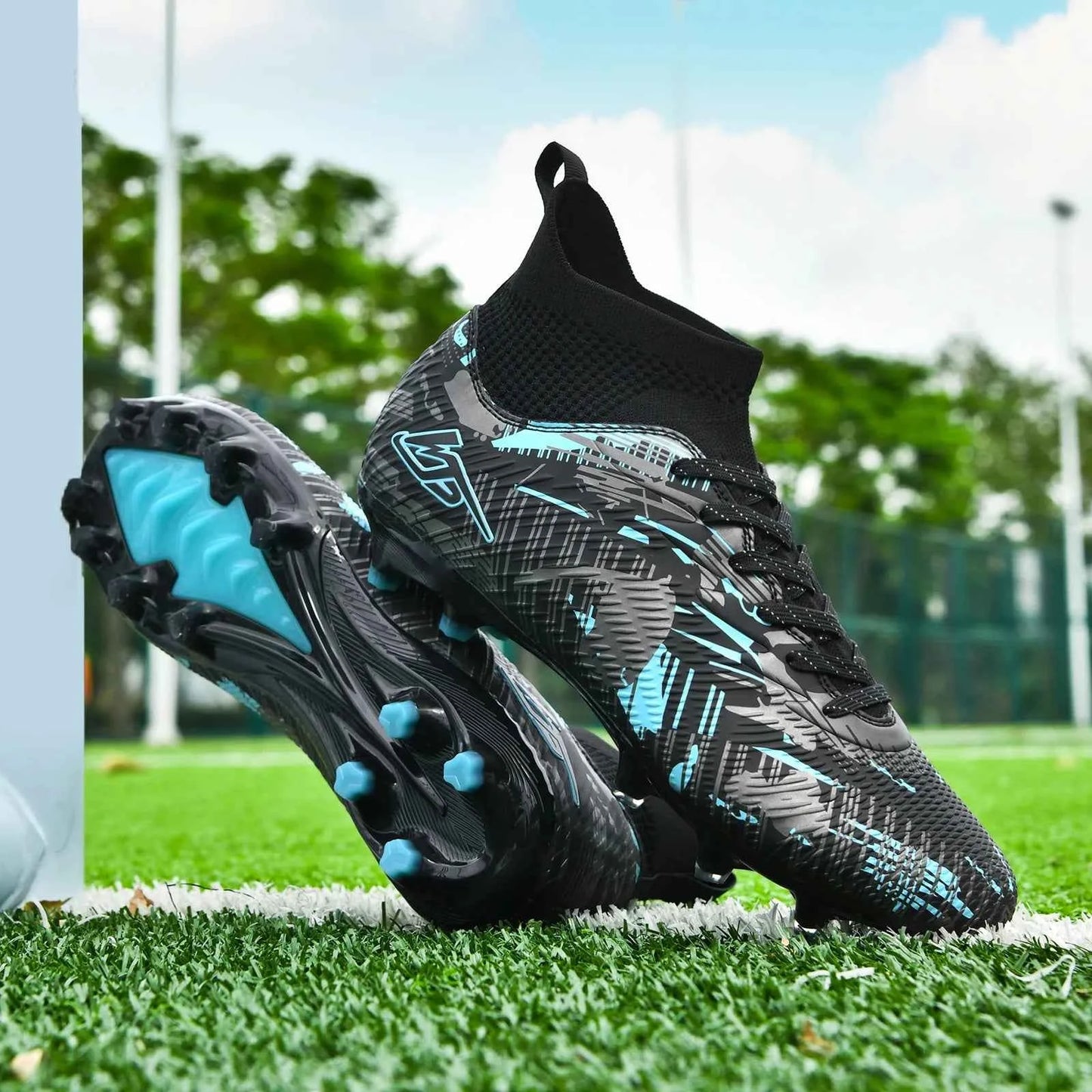 Men's Soccer Shoes TF/FG Football Boots Long Spikes Turf Cleats