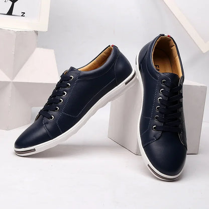 Men's Casual Leather Sneakers - Breathable Walking Shoes