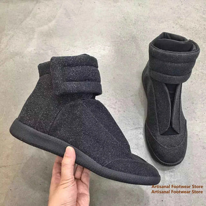 Men's Designer High-Top Leather Sneakers - Premium Ankle Boots
