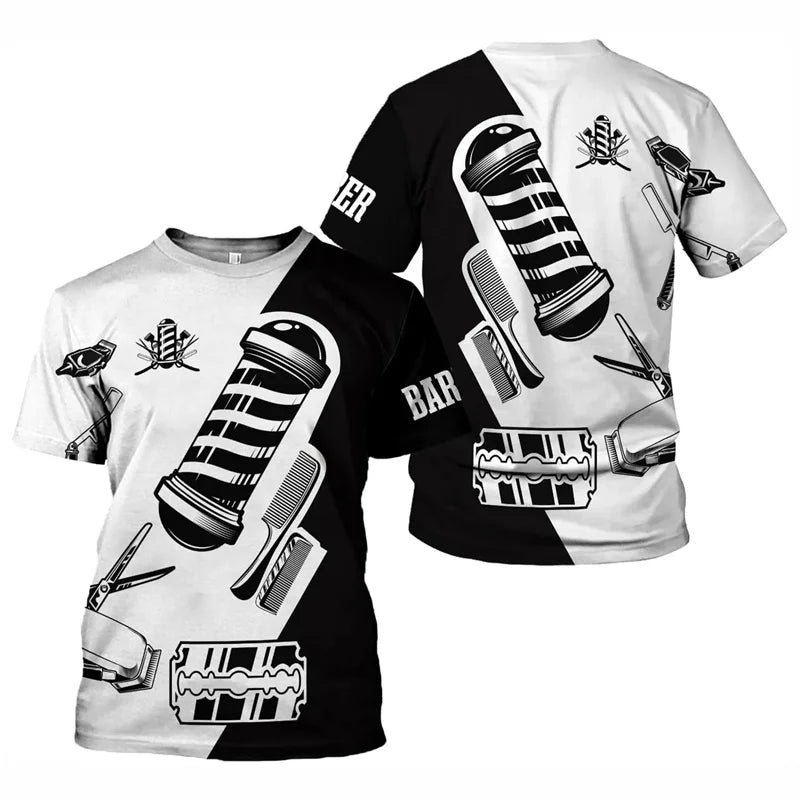 Barber Shop 3D Graphic T-Shirt for Men - SlayGood