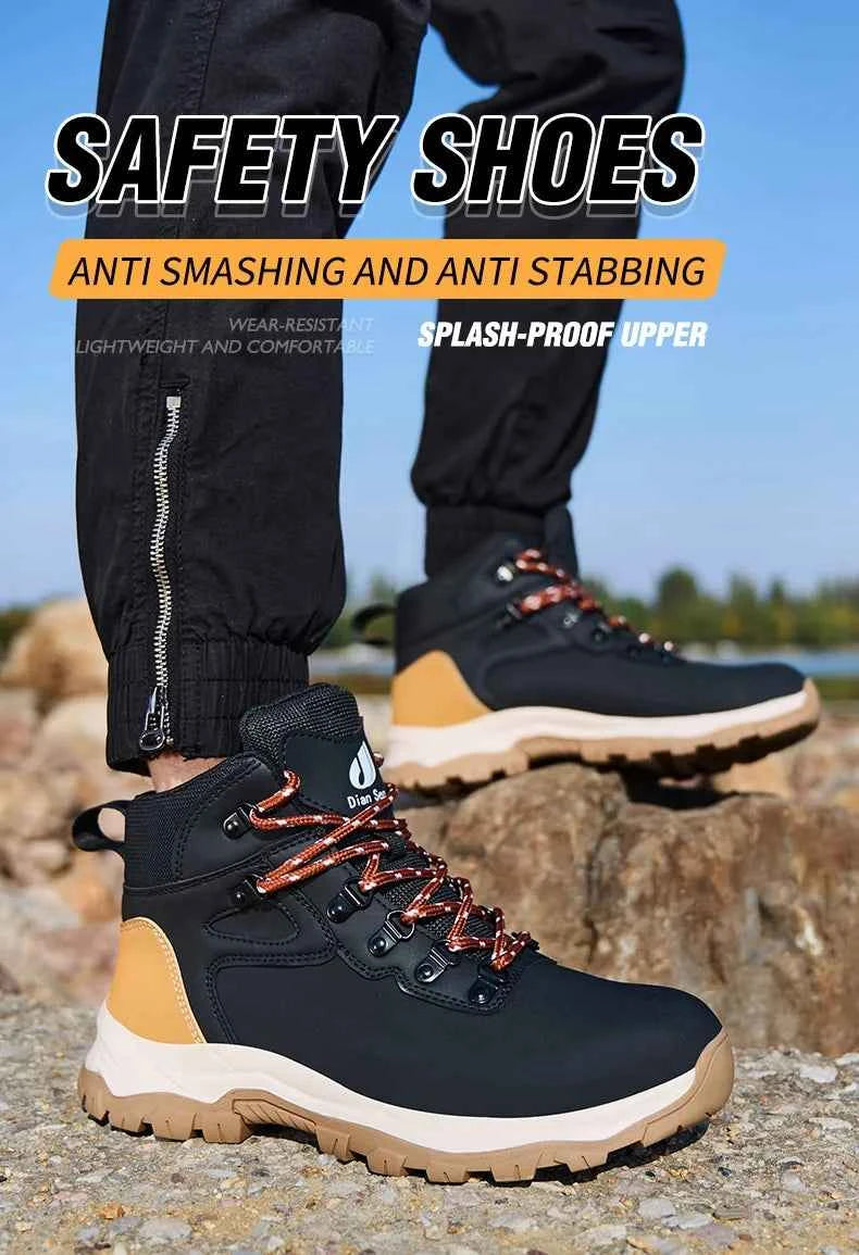 Men's Steel Toe Safety Work Boots - Lightweight Industrial Shoes