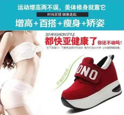 Women's Platform Wedge Sneakers - High Heel Casual Shoes