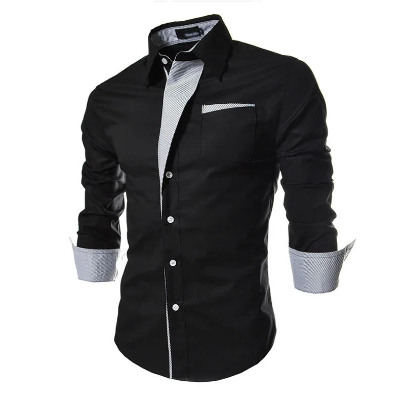 Men's Slim Fit Business Shirt - Solid Long Sleeve Formal - SlayGood