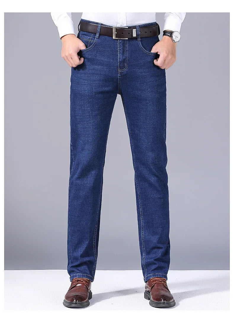 Men's Stretch Straight Jeans - Slim Fit Business Denim - SlayGood