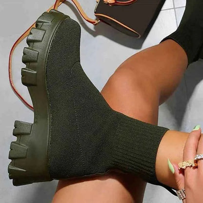 Women's Platform Slip-On Sneakers - Casual Heeled Shoes