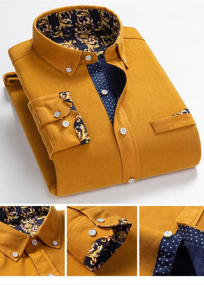 Men's Thick Casual Print Shirt - Long Sleeve Streetwear - SlayGood