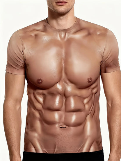 Men's Muscle Abs Print T-Shirt - Oversized Athletic Tee - SlayGood