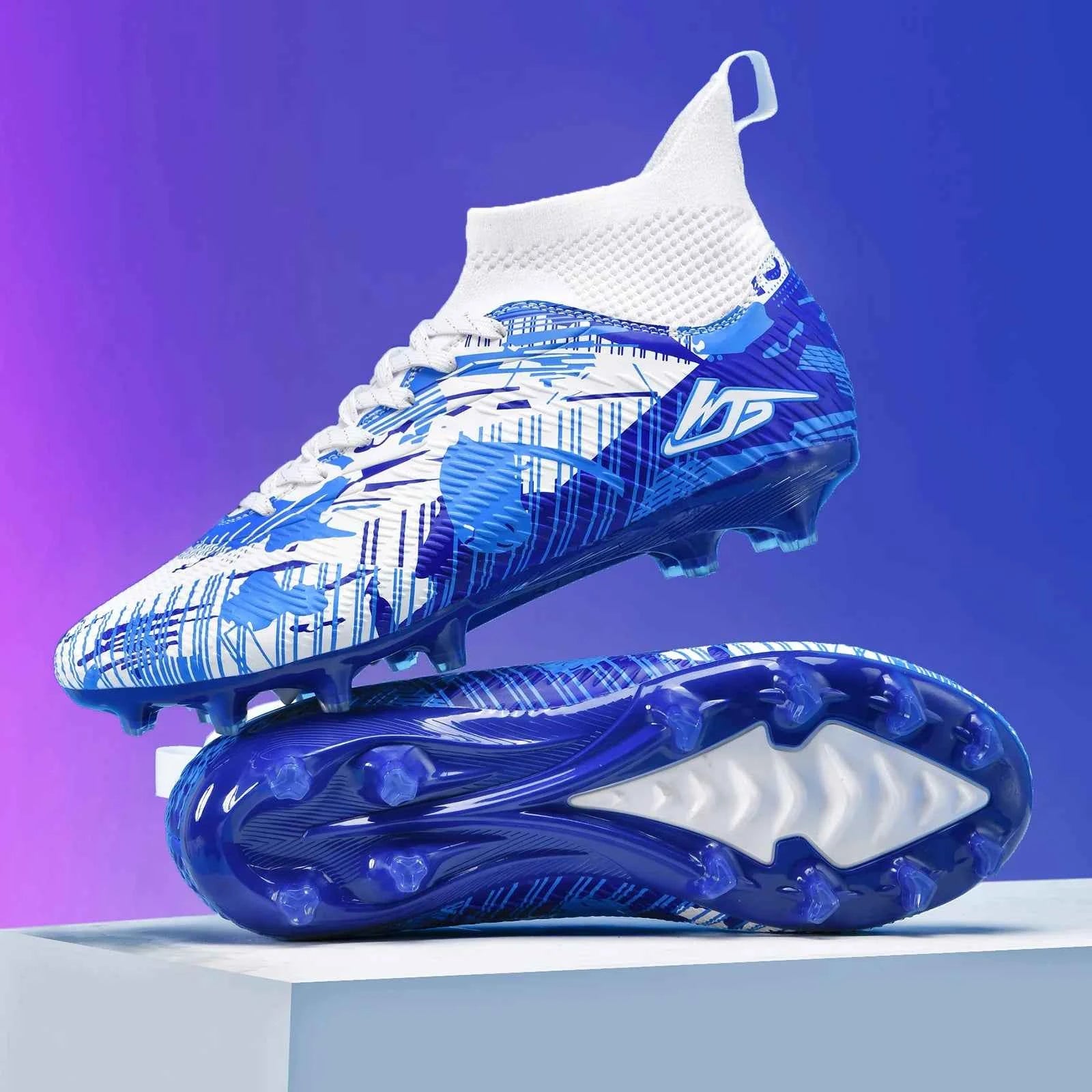 Men's Soccer Shoes TF/FG Football Boots Long Spikes Turf Cleats