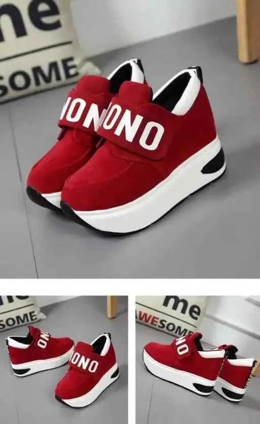 Women's Platform Wedge Sneakers - High Heel Casual Shoes