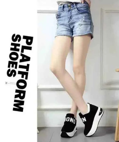 Women's Platform Wedge Sneakers - High Heel Casual Shoes