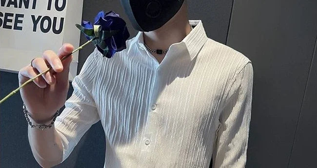 Men's Casual Half Sleeve Shirt - Striped Button-Down - SlayGood