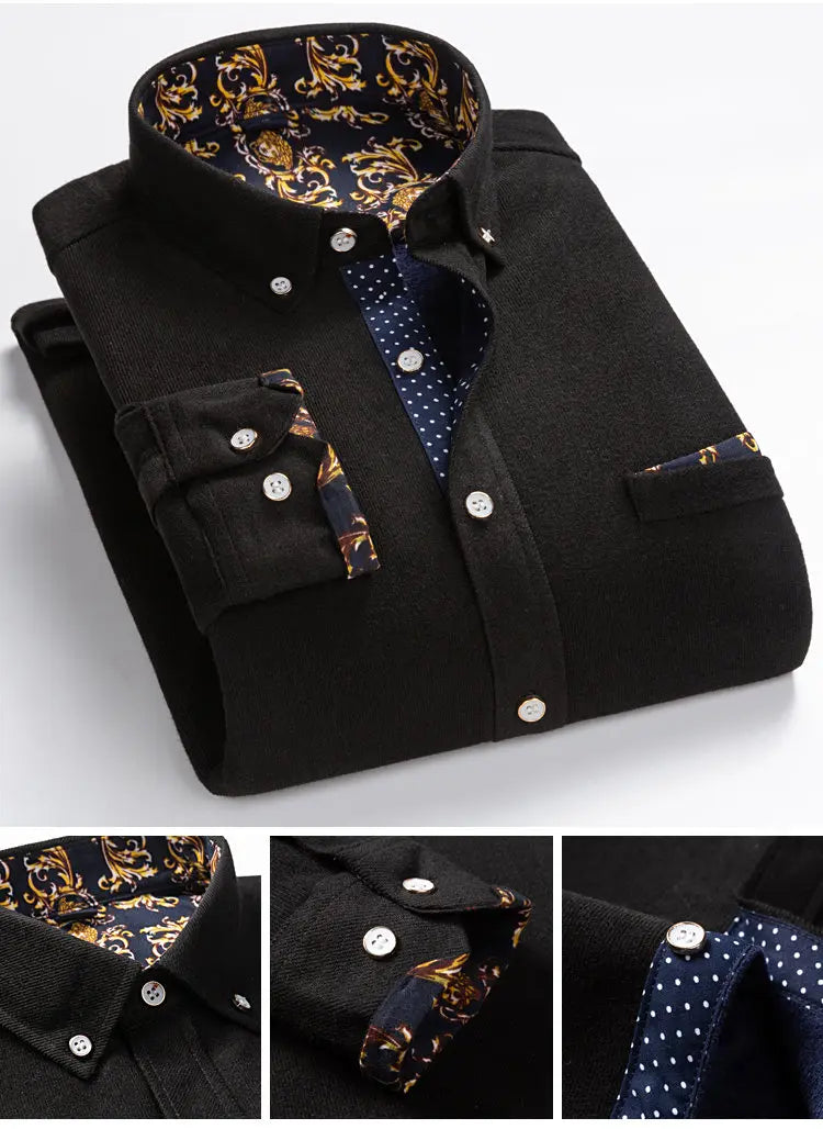 Men's Thick Casual Print Shirt - Long Sleeve Streetwear - SlayGood