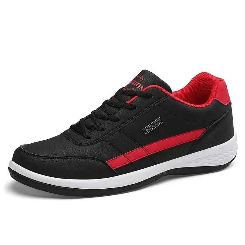 Men's Waterproof Leather Sneakers - Casual Lace-Up Shoes