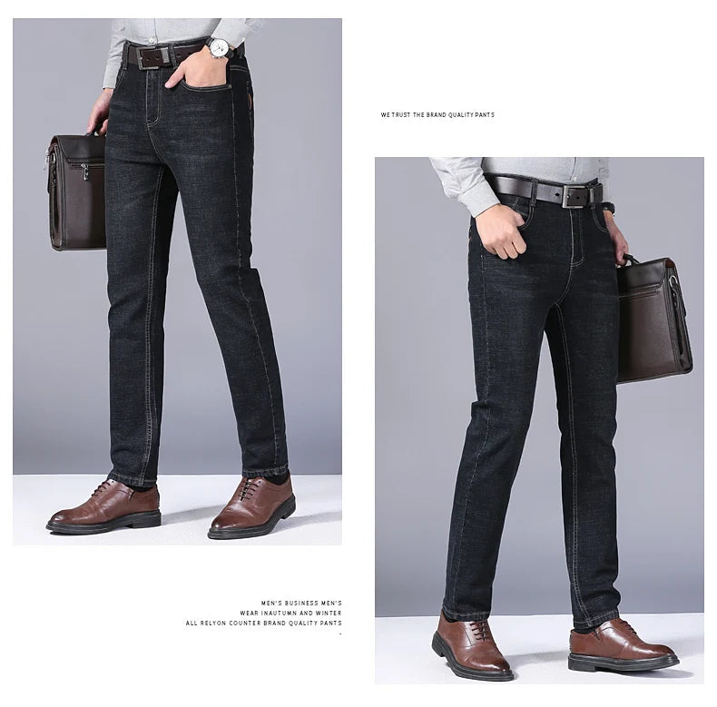 Men's Stretch Straight Jeans - Slim Fit Business Denim - SlayGood