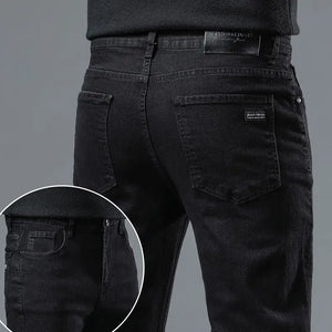 Men's Slim Fit Dress Jeans - Smart Casual Black Denim - SlayGood