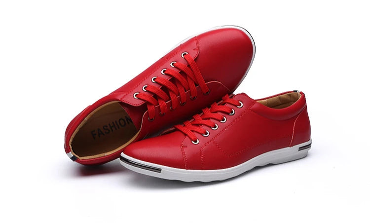 Men's Casual Leather Sneakers - Breathable Walking Shoes