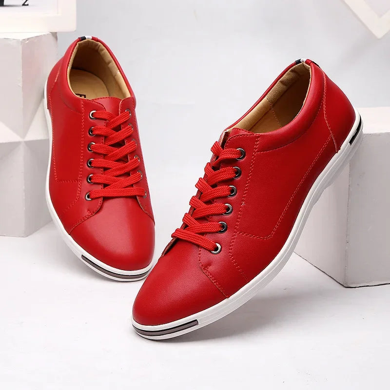 Men's Casual Leather Sneakers - Breathable Walking Shoes