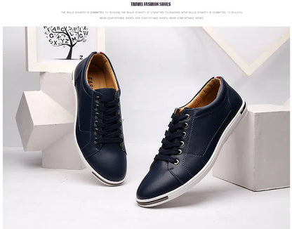 Men's Casual Leather Sneakers - Breathable Walking Shoes