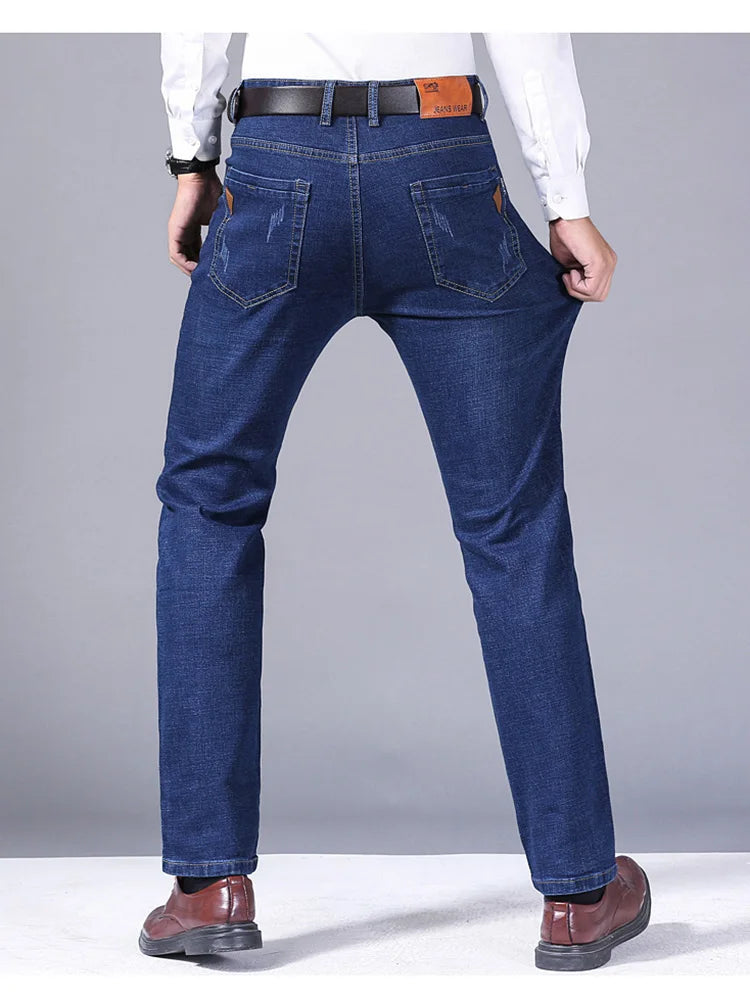 Men's Stretch Straight Jeans - Slim Fit Business Denim - SlayGood