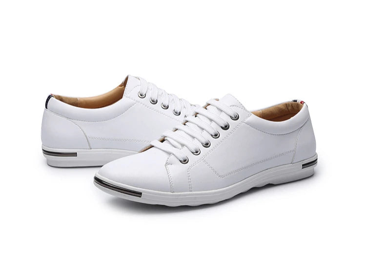 Men's Casual Leather Sneakers - Breathable Walking Shoes