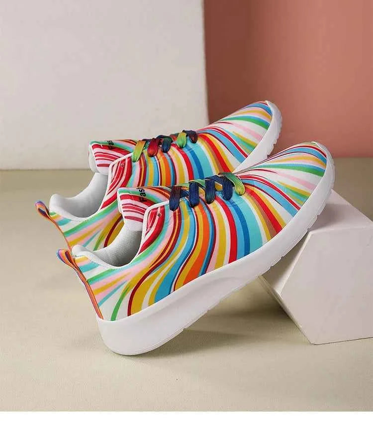 KUIDFAR Women's Colorful Sneakers Breathable Mesh Sports Shoes