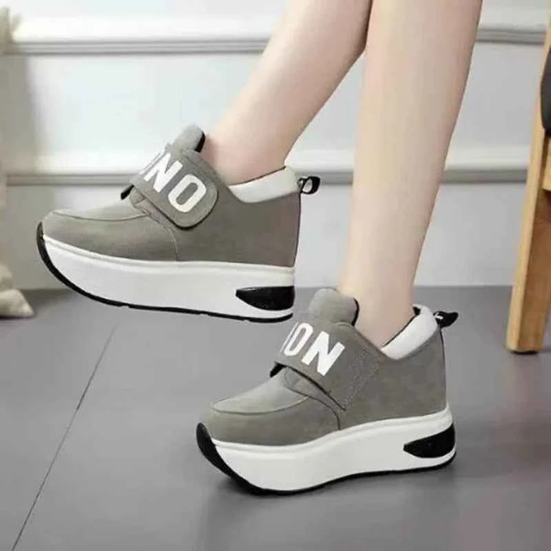 Women's Platform Wedge Sneakers - High Heel Casual Shoes