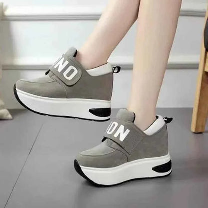 Women's Platform Wedge Sneakers - High Heel Casual Shoes