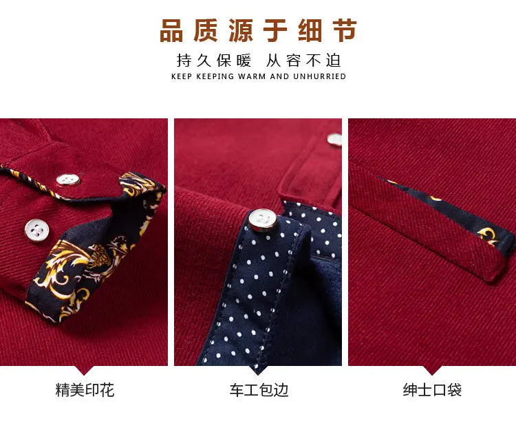 Men's Thick Casual Print Shirt - Long Sleeve Streetwear - SlayGood