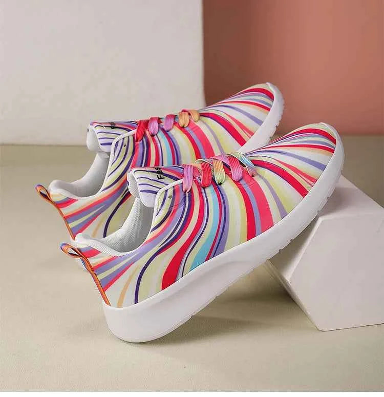 KUIDFAR Women's Colorful Sneakers Breathable Mesh Sports Shoes