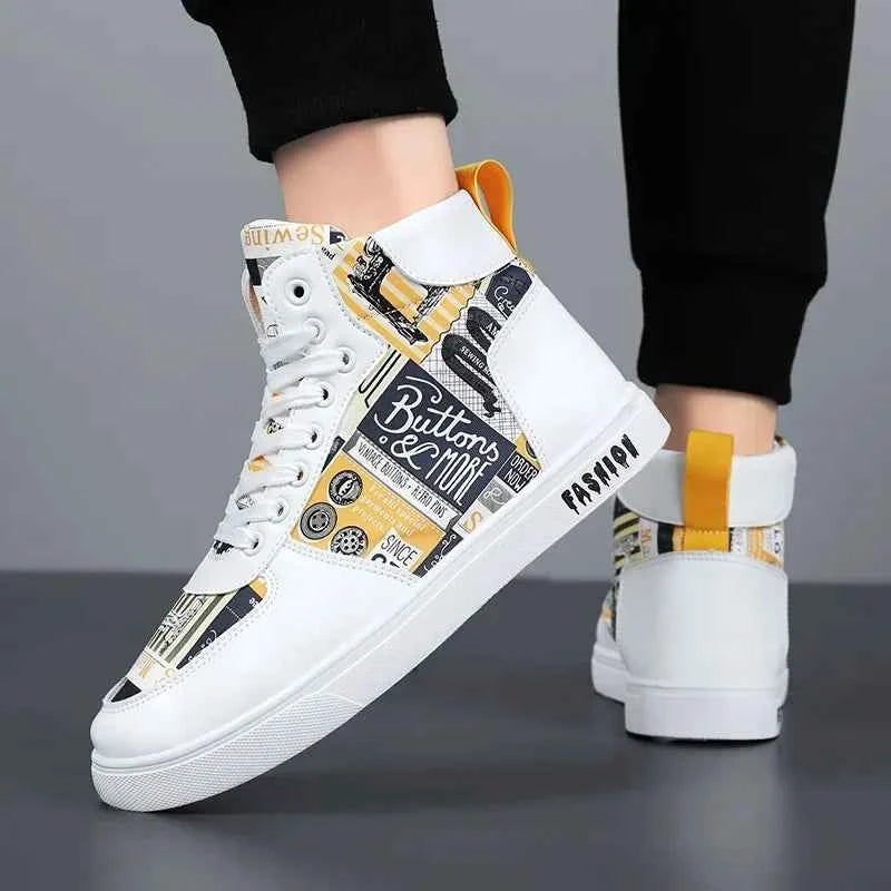 Men's High-Top Hemp Sneakers - Breathable Casual Shoes