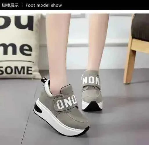 Women's Platform Wedge Sneakers - High Heel Casual Shoes