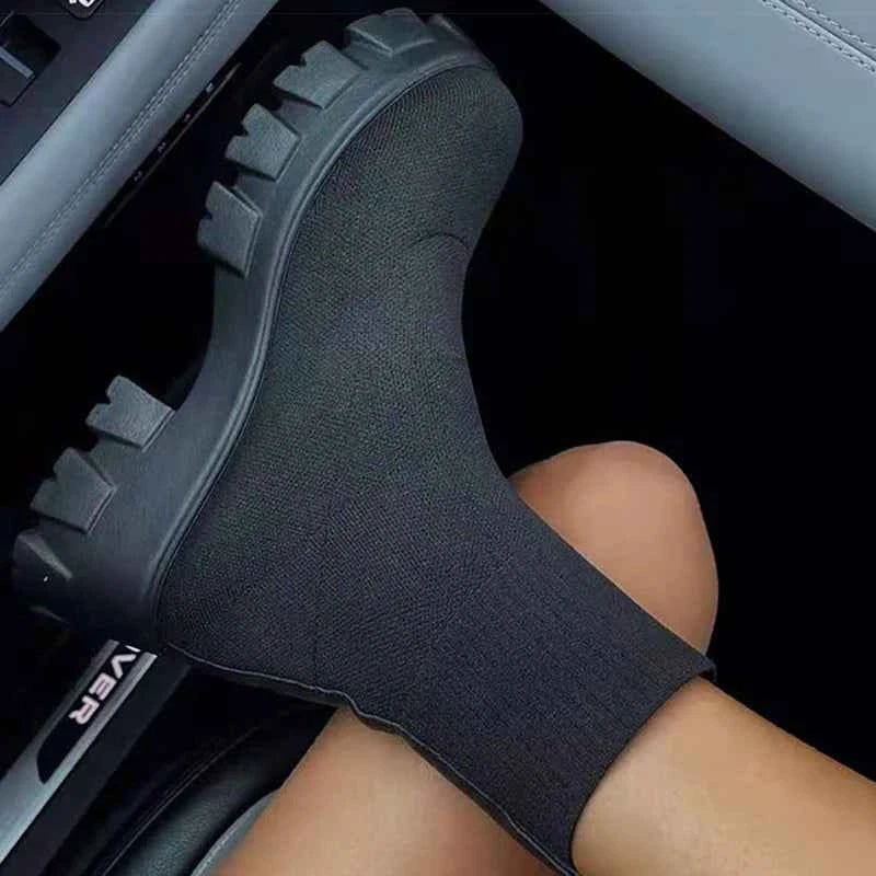 Women's Platform Slip-On Sneakers - Casual Heeled Shoes