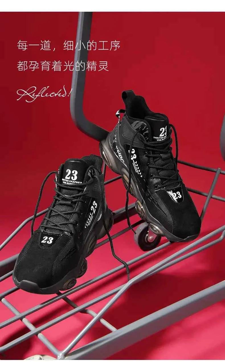 DZAG Men's High-Top Basketball Sneakers Shock Absorbing Casual Shoes