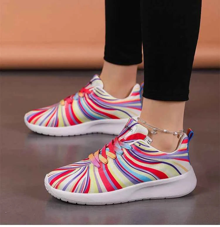 KUIDFAR Women's Colorful Sneakers Breathable Mesh Sports Shoes